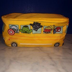 Marvel Avengers Superhero Case Yellow School Bus Zippered Bag Back to School Bag